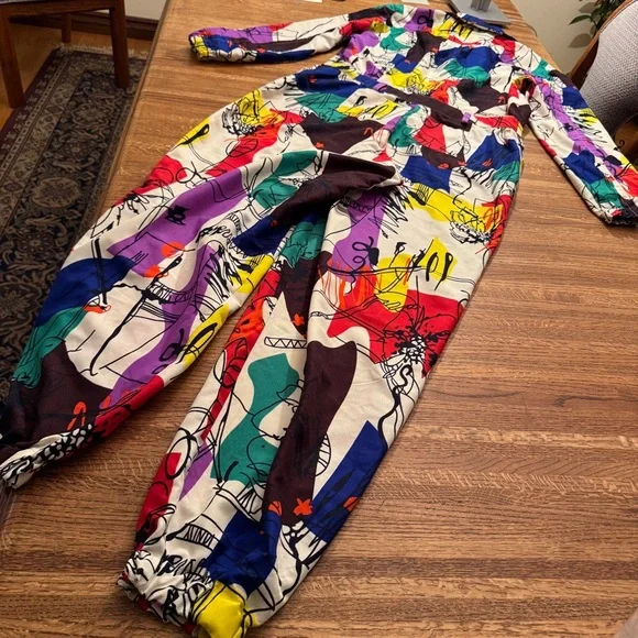 Lisa 2020 Graphic Art Print Jumpsuit | Bold Pop Art Colorful | Size L / XL - Picture 4 of 10